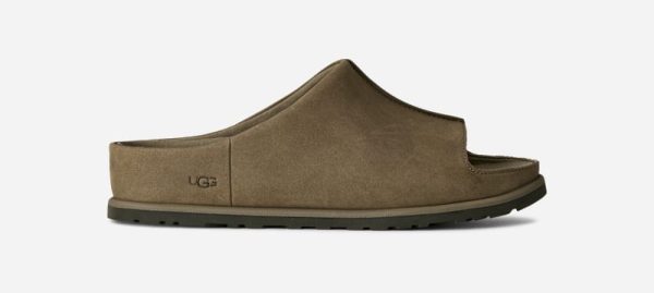 UGG® Men's Otzo Slide Nubuck Sandals in Burnt Olive, Size 7