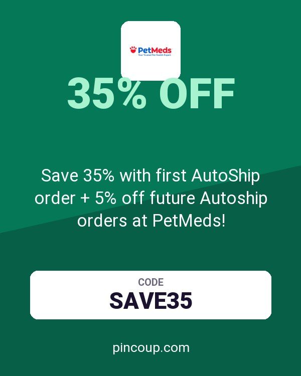 1800PetMeds coupon: Save 35% with first AutoShip order + 5% off future Autoship orders at PetMeds!