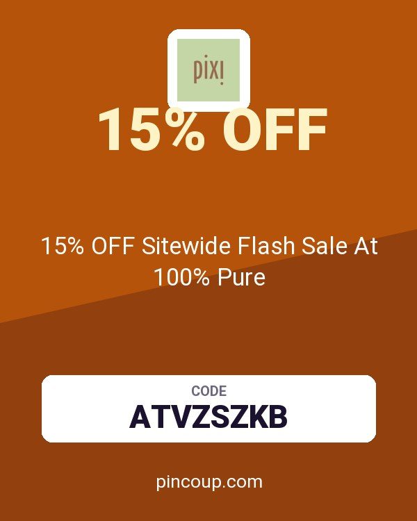 Pixi Beauty coupon: 15% OFF Sitewide Flash Sale At 100% Pure