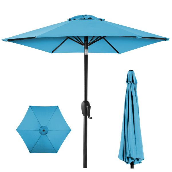 Outdoor Market Patio Umbrella w/ Push Button Tilt, Crank Lift - 7.5ft at Best Choice Products