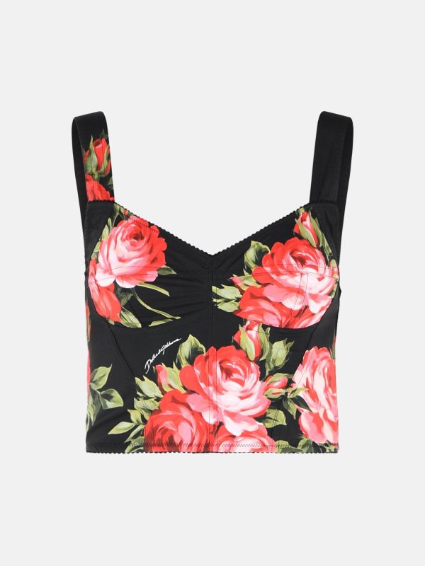 DOLCE & GABBANA 'Bouquet Rose' Black Cotton Blend Corset at VALICO