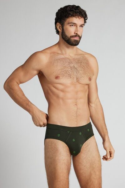 Intimissimi Turtle Print Superior Cotton Briefs Man Green Size 5