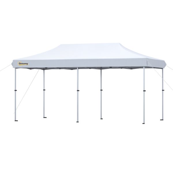 Outsunny 10'x20' Aluminum Pop Up Canopy Tent, Upgraded Thicker Tube Instant Party Tent with Wheeled Bag, 2-Level Adjustable, XL Large Ground Stakes fo at Aosom.com