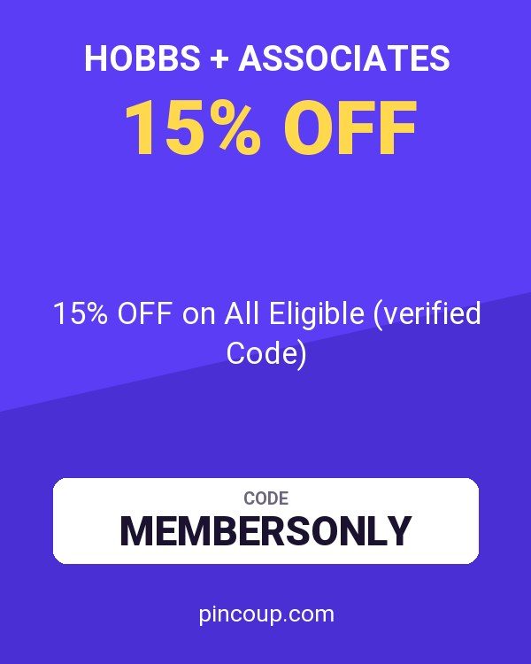 Hobbs + Associates coupon: 15% OFF on All Eligible (verified Code)