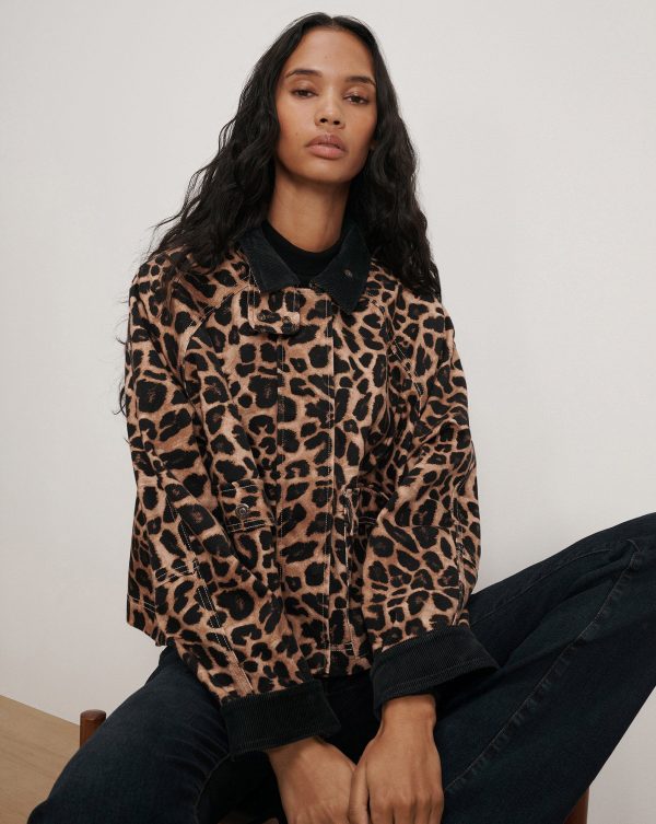 Veronica Beard Arlo Leopard Chore Jacket Washed Leopard