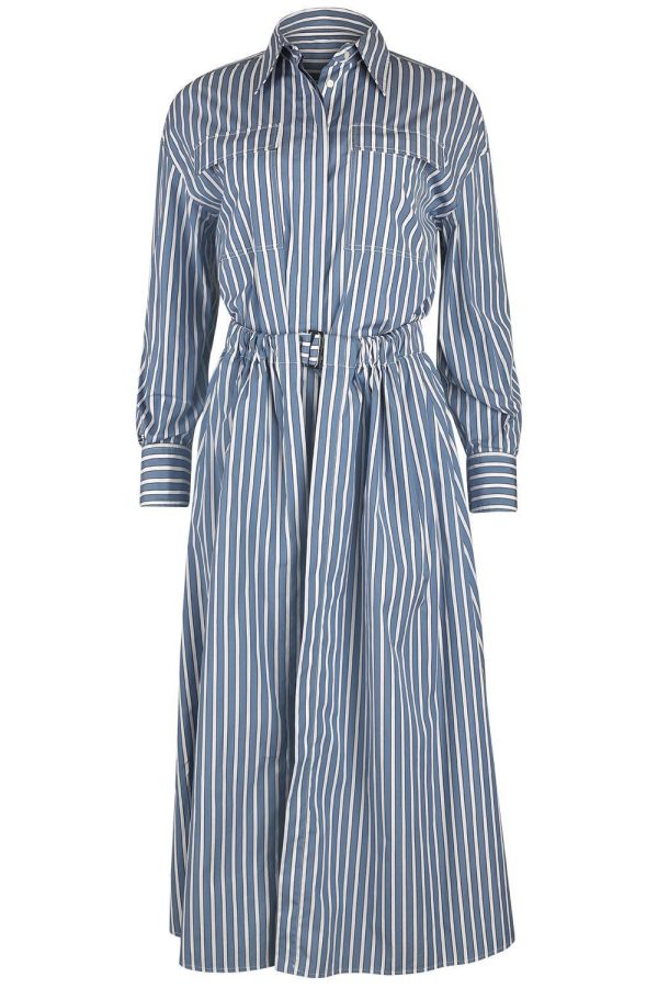 Wide Stripe Skirt Overlay Shirt Dress at Marissa Collections