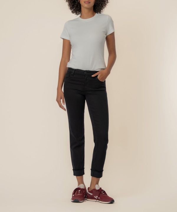 Amy Mid Rise Crop Straight Leg in Black at Kut from the Kloth