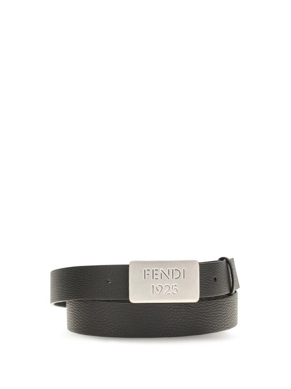 Fendi Engraved Buckle Calf Leather Belt — Black - 90 cm at italist.com