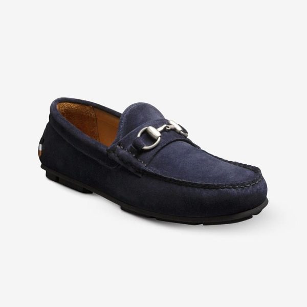 Allen Edmonds Sebastian Bit Driving Loafer in Navy Sea Suede, size 9.0 3E, Leather/Rubber