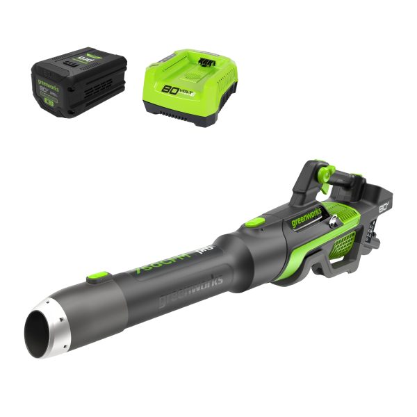 RENEWED 80V 750CFM Cordless Battery Leaf Blower: 2.5 Ah Battery and Charger at Greenworks Tools