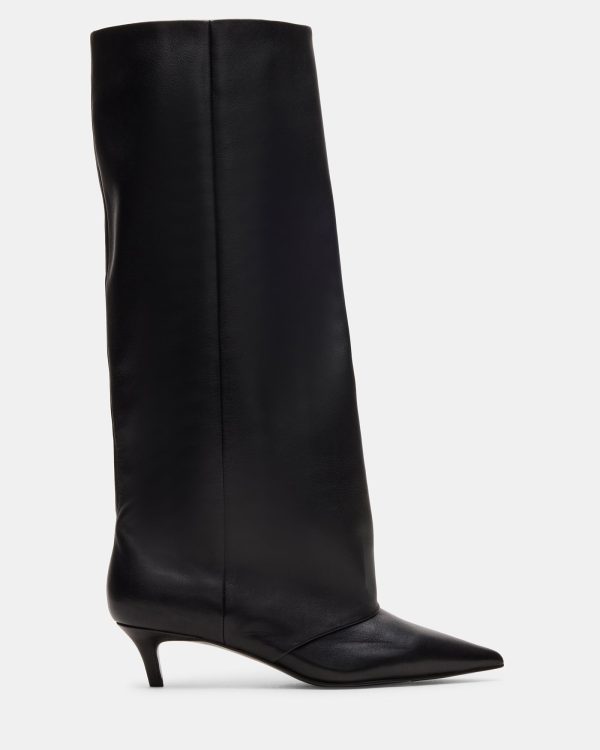 Steve Madden Women's Luca Cuffed Boots - Black - Size 8 - Leather
