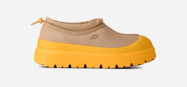 UGG® Men's Tasman Weather Hybrid Suede Shoes in Mustard Seed/Summer Wheat, Size 12