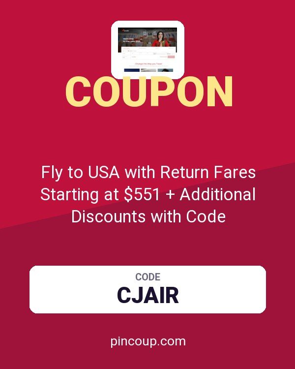Air India coupon: Fly to USA with Return Fares Starting at $551 + Additional Discounts with Code