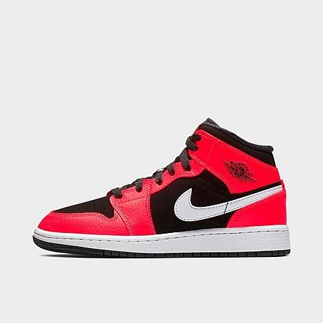 Jordan Big Kids Air Retro 1 Mid Casual Shoes in Black/Infrared 23/White Size: 6.5 at JD Sports