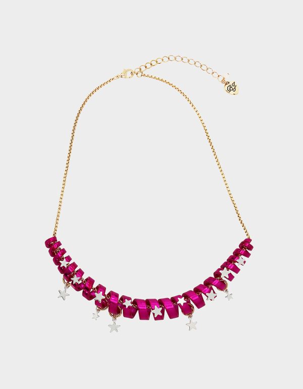 Women's Betseys Holiday Coil Necklace in Pink Betsey Johnson