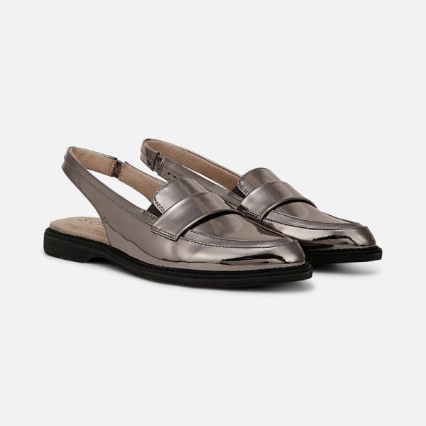 Soul Yeah Slingback Loafer Shoes, Pewter Faux Leather, 7.5W Almond Toe, Strap at Naturalizer