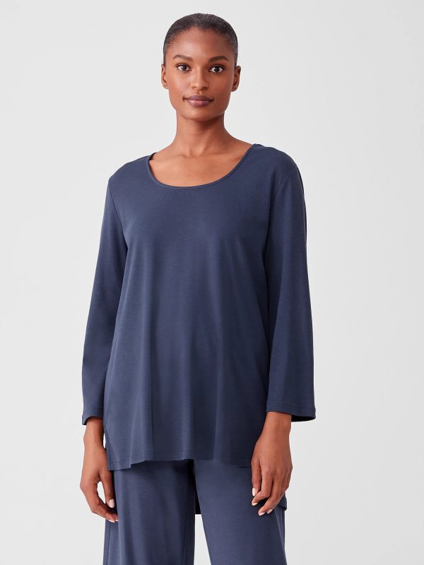 Cozy Organic Cotton Interlock U-Neck Top at EILEEN FISHER