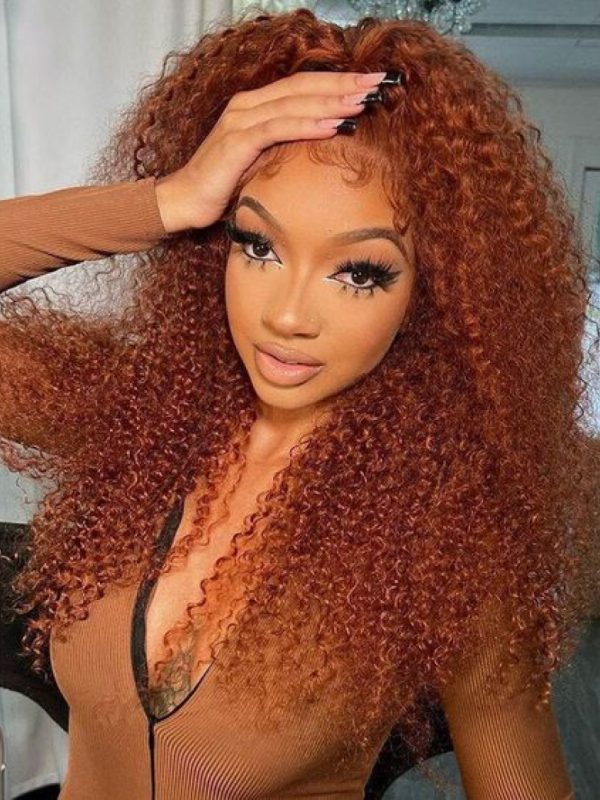 13x4 Transparent Lace Front Mix Color Jerry Curly Human Hair Wig 150% Density at UNice