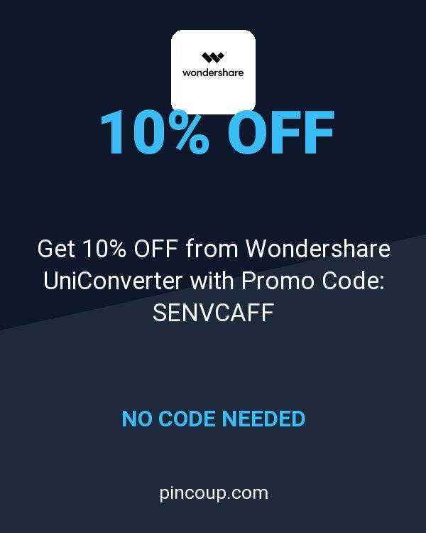 Wondershare Software coupon: Get 10% OFF from Wondershare UniConverter with Promo Code: SENVCAFF