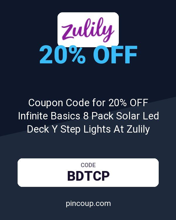 Coupon Code for 20% OFF Infinite Basics 8 Pack Solar Led Deck Y Step Lights At Zulily