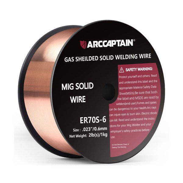Arccaptain 2 Lbs ER70S-6 MIG Welding Wire Gas Solid Wire - 2 LBS 0.023” ER70S-6