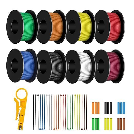 18 AWG Stranded Wire Spool, 25ft Each 8 Colors 18 Gauge Silicone Electrical Wire, Tinned Copper Wire, Flexible Silicone Hook up Wire Kit, Hookup Wire Kit for Automotive & DIY at LightingWill
