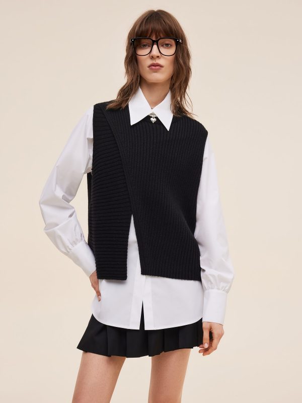 Knit Tank Top And Long Sleeve Shirt Two-Piece Set at GOELIA
