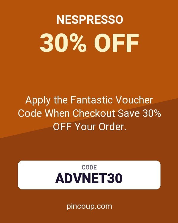 Nespresso coupon: Apply the Fantastic Voucher Code When Checkout Save 30% OFF Your Order.