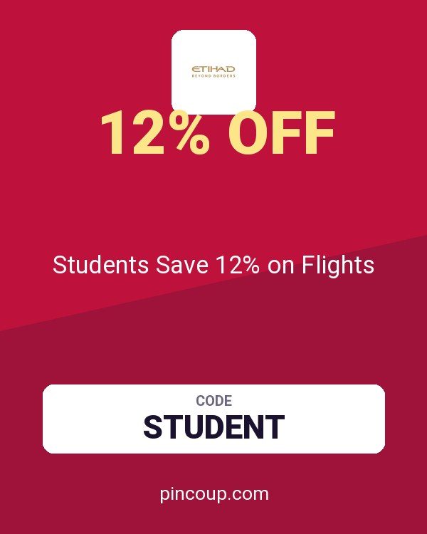 Etihad Airways coupon: Students Save 12% on Flights