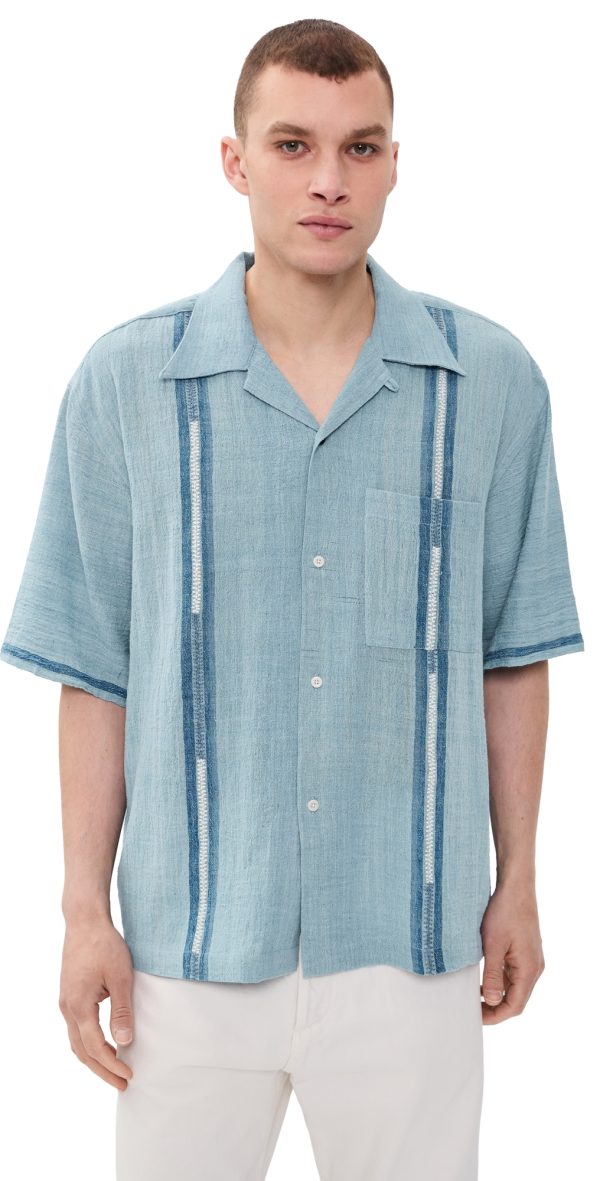 Kardo Rohit Hand Embroidered Shirt Blue XL at Shopbop