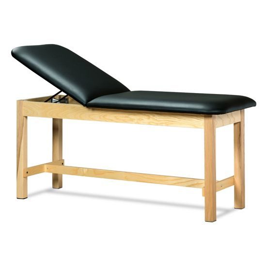 Clinton Classic Series Treatment Table with H-Brace - 27 inch - Desert Tan with Natural Finish at MFI Medical