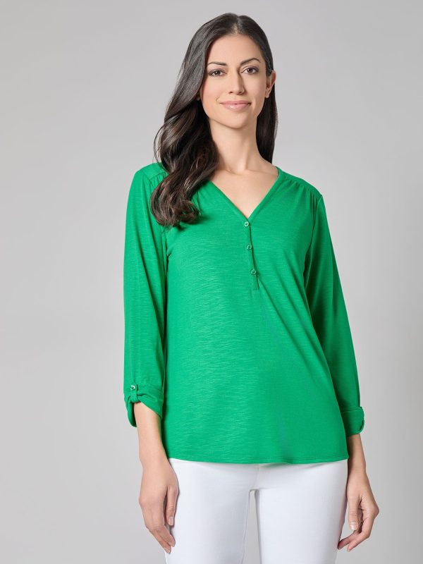 Y-Neck Blouse at Kasper Clothing