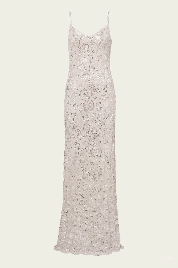 Cream Floral Sequin Maxi Dress - Ivory 4 US at American National Standards Institute Inc.