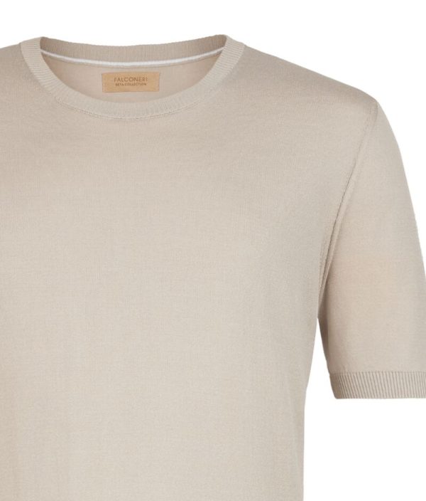 Falconeri Silk Cotton Blend T-Shirt with Short Sleeves Man Almond Size 56