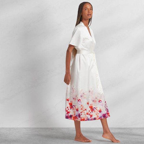 Floral Ombre Silk Robe - Floral Ombre / XL at Kassatex