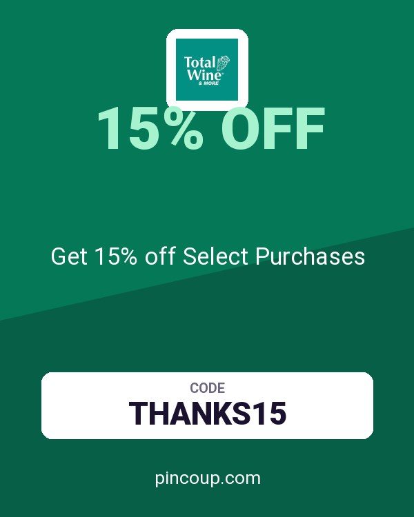 Total Wine coupon: Get 15% off Select Purchases