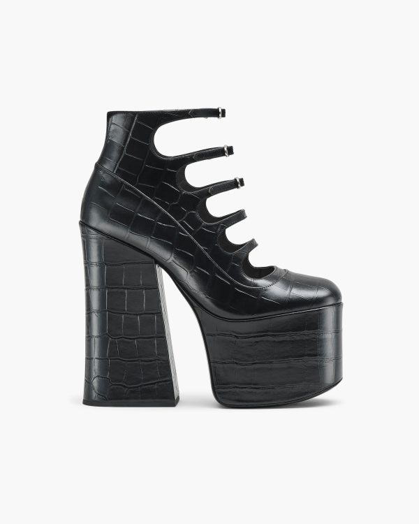 MARC JACOBS Marc Jacobs The Croc Embossed Kiki Ankle Boots in Black