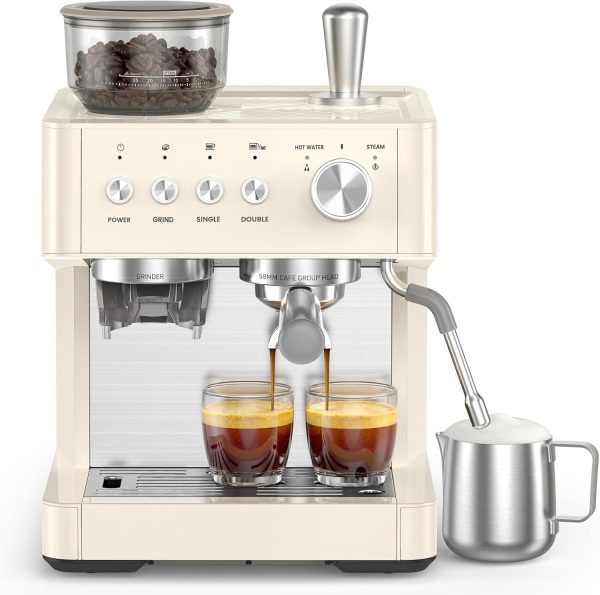 COWSAR 20-Bar Commercial Espresso Machine with Grinder - White at Kismile