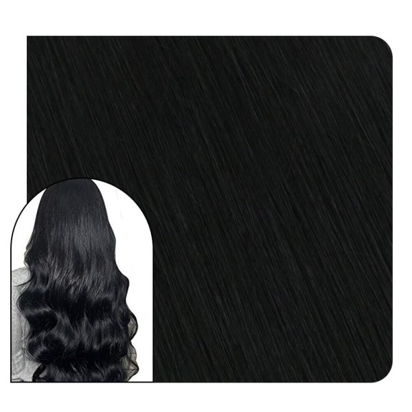 Clip in Real Hair Extensions Human Hair Full Head Natual Jet Black Hair #1 - 18 inch at Ugeat Hair Official