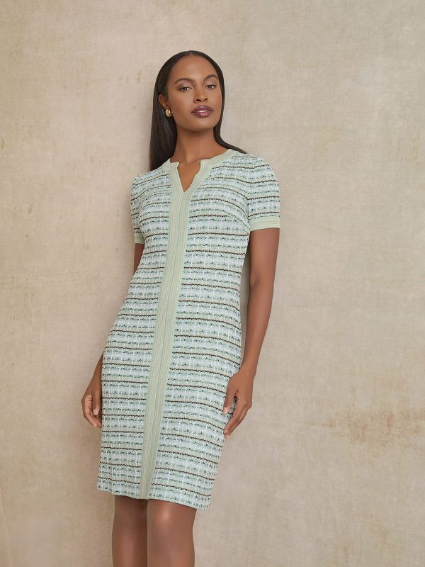 Plaid Textured Knit Sheath Dress at Misook