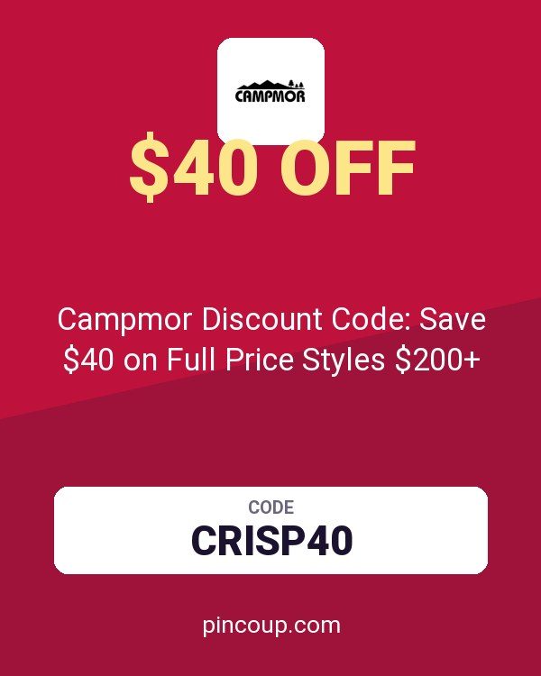 Campmor Discount Code: Save $40 on Full Price Styles $200+