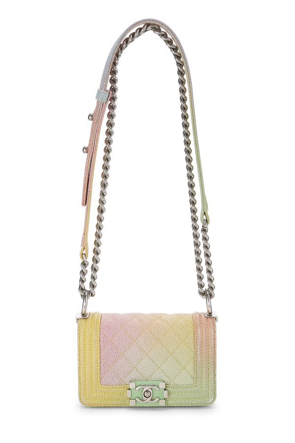 Women's Chanel Paris-Cuba Rainbow Quilted Caviar Boy Bag Mini in Multi Mini at What Goes Around Comes Around