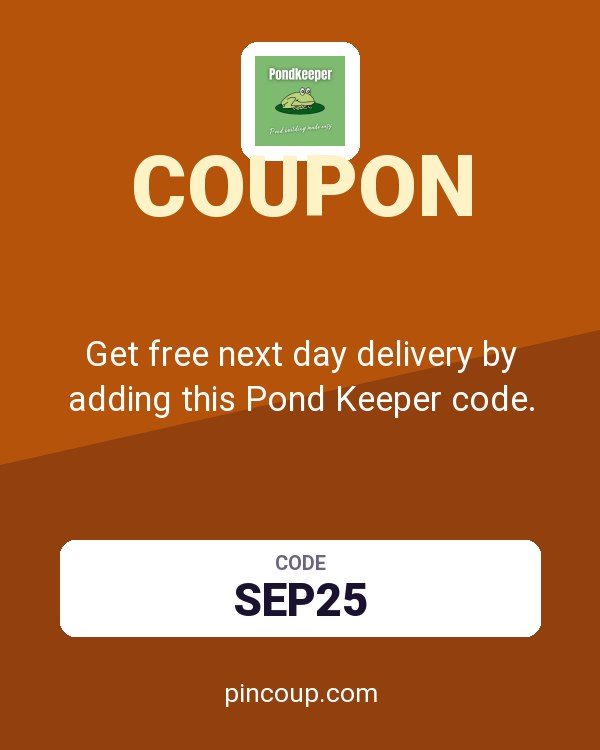 Get free next day delivery by adding this Pond Keeper code.