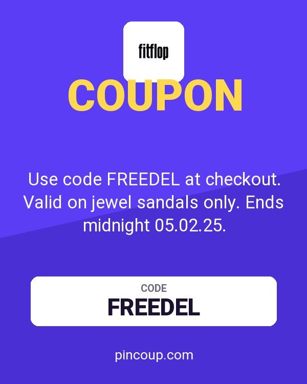 FitFlop coupon: Use code FREEDEL at checkout. Valid on jewel sandals only. Ends midnight 05.02.25.