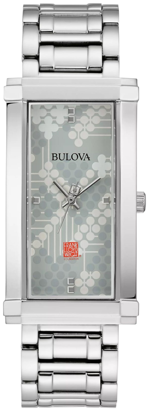 Bulova Pattern #106 Stainless Steel Bracelet Frank Lloyd Wright Women's Watch - 96L286 Gifts for Her