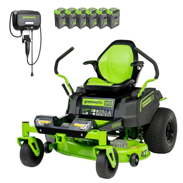 60V 42" Electric CrossoverZ Zero Turn Mower: (6) 8 Ah Batteries and 600W Wall Charger, CRZ4262 at Greenworks Tools