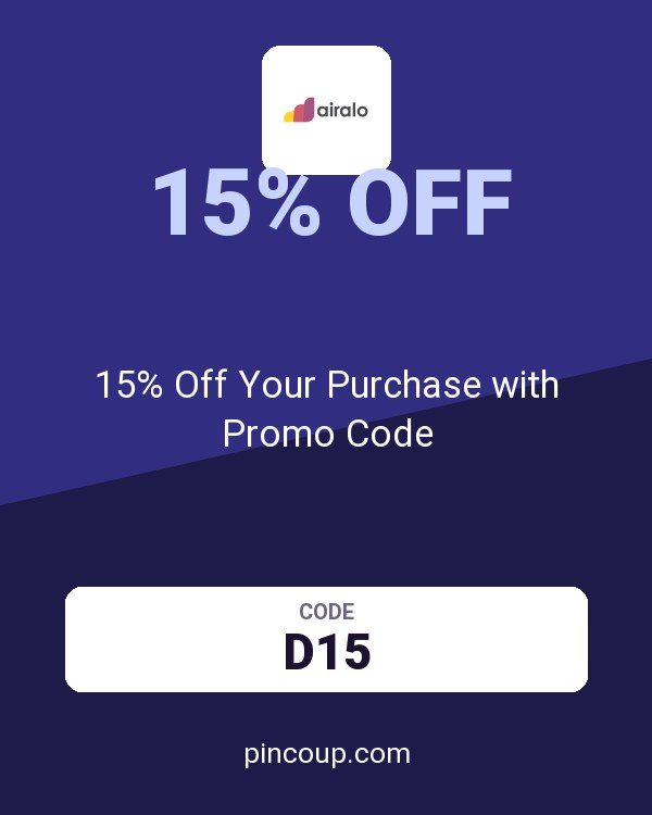 Airalo coupon: 15% Off Your Purchase with Promo Code