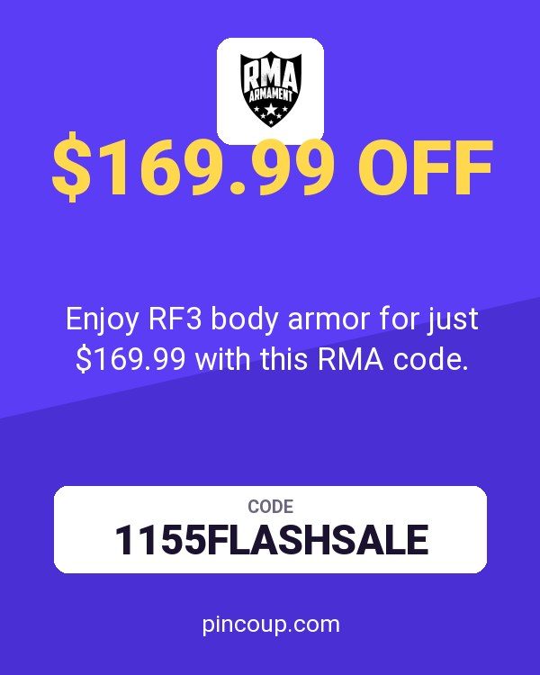 RMA Armament coupon: Enjoy RF3 body armor for just $169.99 with this RMA code.