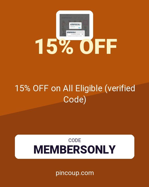 Aeropostale coupon: 15% OFF on All Eligible (verified Code)