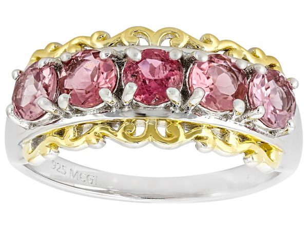 Pink Tourmaline Rhodium and 18K Yellow Gold Over Sterling Silver Ring 1.00ctw at JTV Jewelry